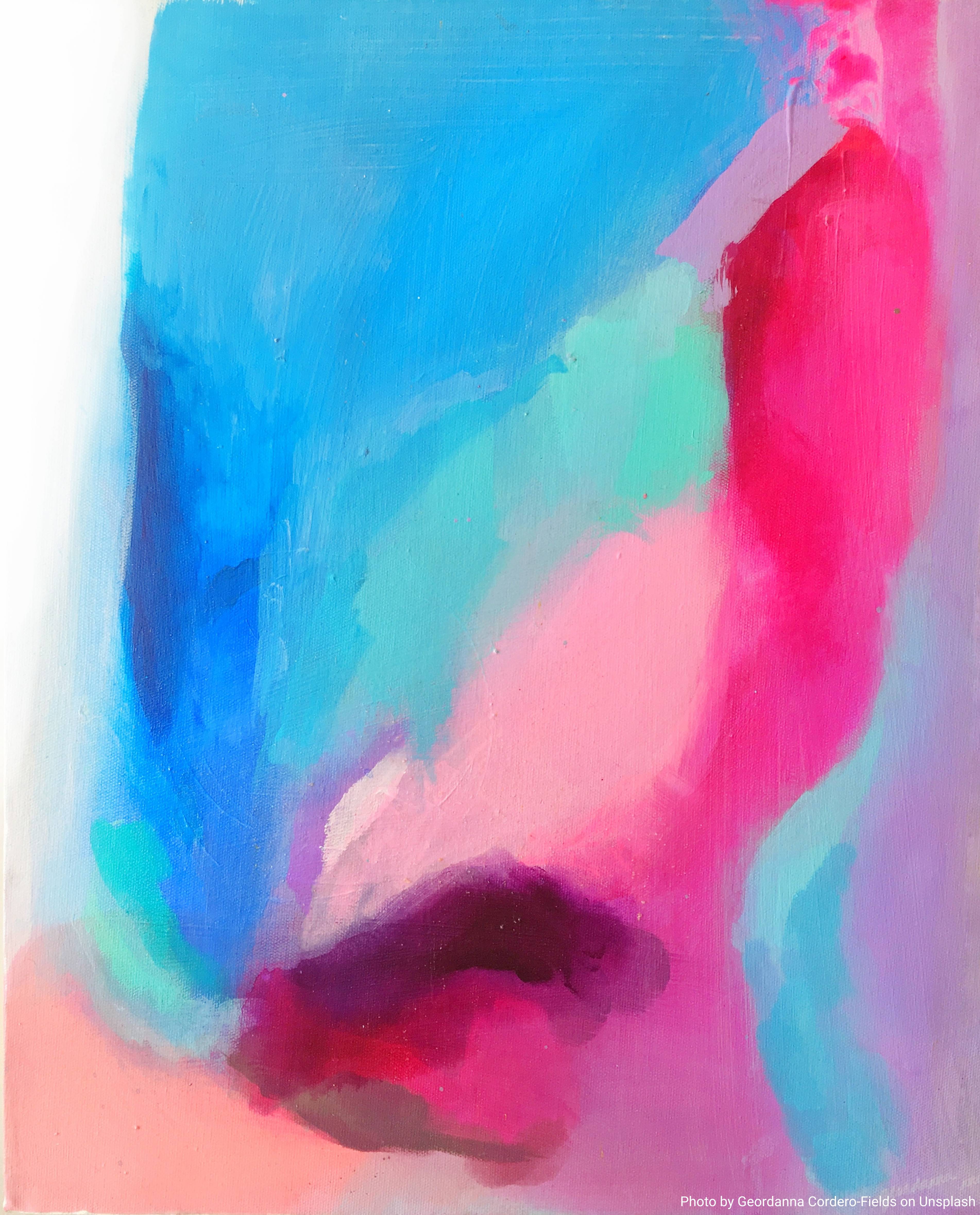 Arte astratta con sfumature di rosa e blu