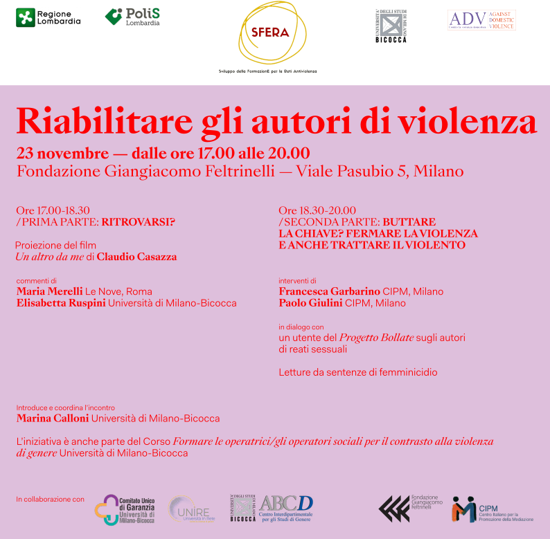 immagine_riabilitare gli autori di violenza Locandina dell'evento Riabilitare gli autori di violenza